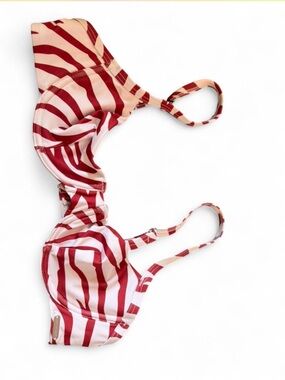 Free Society Red White Zebra Print Underwired Bikini Top XS